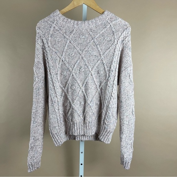 Juniors XL Confetti Cable Knit Sweater Blush Pink Neutral Time And Tru Holiday - Picture 2 of 10